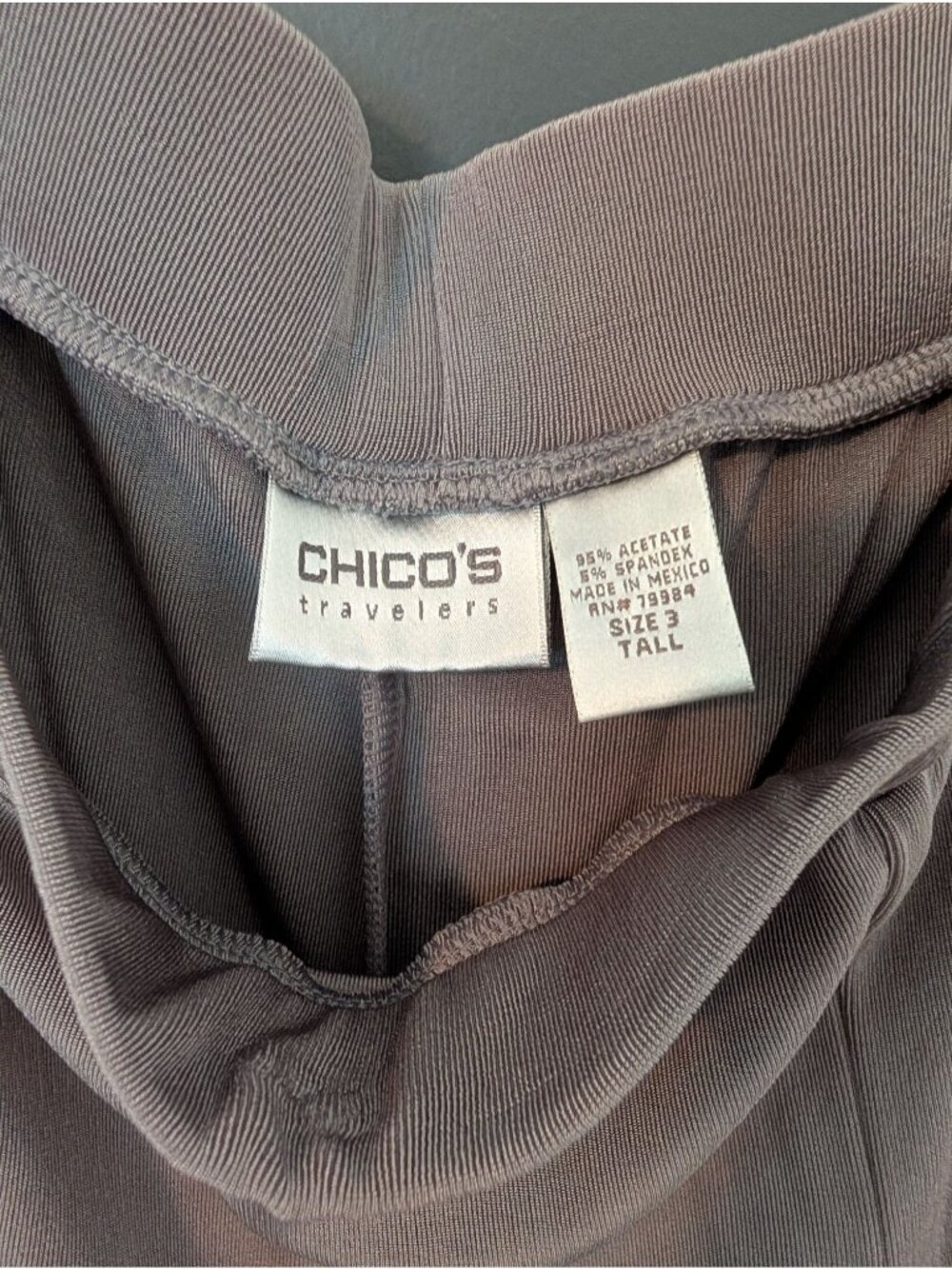 Chicos Travelers Gray Pull-On Wide-Leg Pants Size 3 Tall - Picture 3 of 5